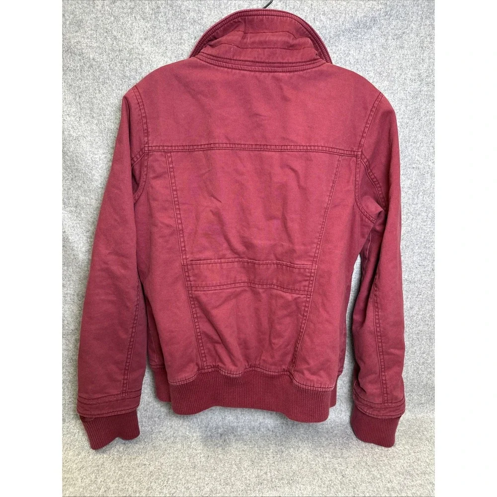 Vintage Mossimo Canvas Jacket Womens Large Button Zip Plaid Lined Y2K Red 2001